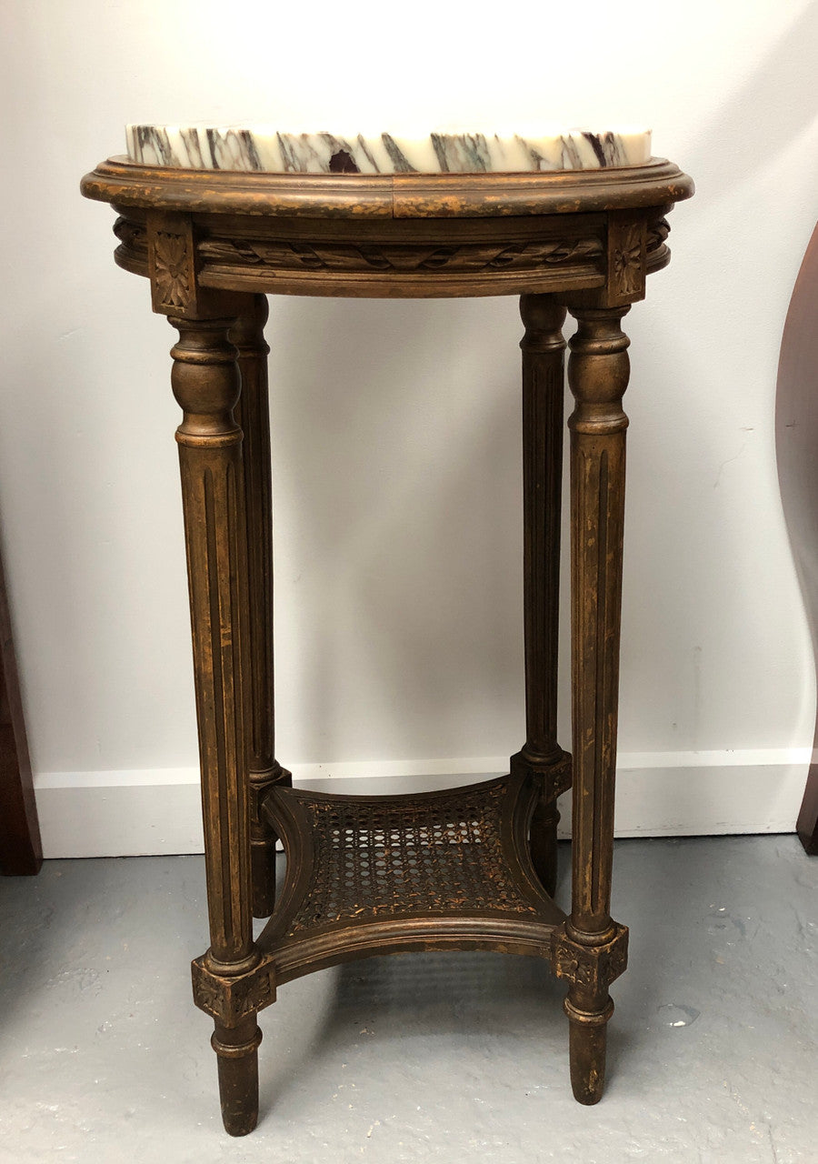 French Round Two Tier Marble Top Gilt Wood Side Table | Antique & Vintage | Moonee Ponds Antiques | Australia Wide Delivery