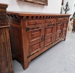 Large French Oak Spanish Style 4 Door Buffet | Antique & Vintage | Moonee Ponds Antiques | Australia Wide Delivery