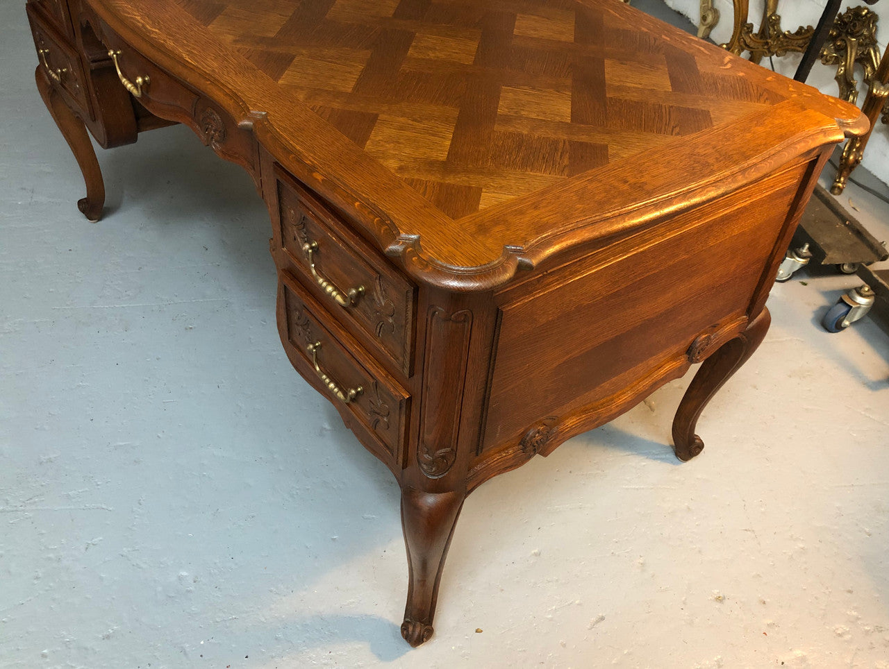 Lovely French oak Louis XVth style desk | Antique & Vintage | Moonee Ponds Antiques | Australia Wide Delivery