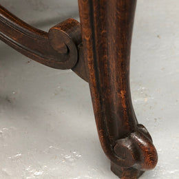 Lovely French oak carved tapestry piano stool with nice detail in good condition.