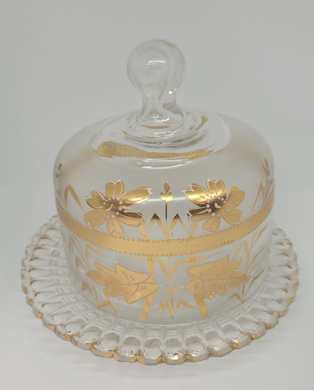 Victorian Etched Glass Top Cheese Butter Dish | Antique & Vintage | Moonee Ponds Antiques | Australia Wide Delivery