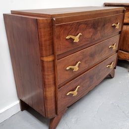 Stylish French Art Deco chest of three drawers. Sourced from France and in good original detailed condition. Circa 1920's.