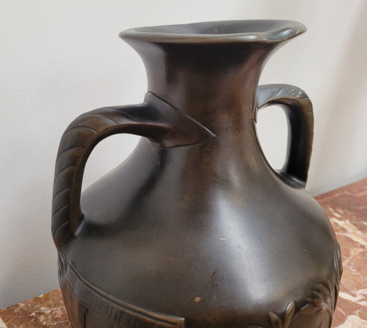 French 19th Century authentic stunning quality Bronze replica of the famous Portland cameo glass vase found in The British Museum. Later made famous by Wedgwood who produced a number of copies in jasper ware. Vase is superbly cast by the “Thiebaut Freres Foundry in Paris. Foundry Seal to base.