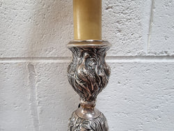 Pair of Antique French Silver Candlesticks Table Lamps Embossed With Birds & Floral Pattern | Antique & Vintage | Moonee Ponds Antiques | Australia Wide Delivery