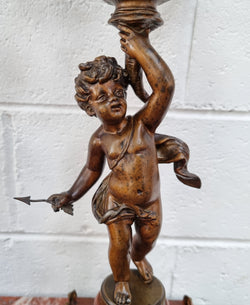 Pair of Highly Decorative French Cherub Candelabras With Bronzed Metal & Marble | Antique & Vintage | Moonee Ponds Antiques | Australia Wide Delivery