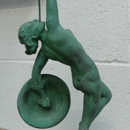 French Art Deco Sculpture Of Nude With Trumpet By Guerbe