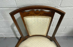 Edwardian Sheraton Inlaid Upholstered Bedroom Chair | Antique & Vintage | Moonee Ponds Antiques | Australia Wide Delivery