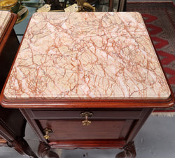 Pair French Louis 15th Style Mahogany Inset Marble Top Bedsides | Antique & Vintage | Moonee Ponds Antiques | Australia Wide Delivery