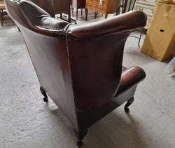 Oxblood Leather Button Back & Winged Lounge Chair | Antique & Vintage | Moonee Ponds Antiques | Australia Wide Delivery