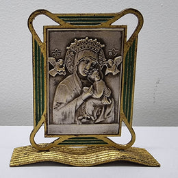 Art Deco silver, gilt brass and enamel religious icon. It has been sourced locally and is in good original condition. Please see pictures as they help form part of the description.