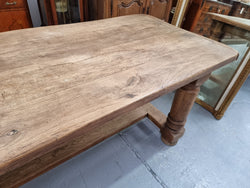 French Oak Stretcher Base Farmhouse Table with Solid Turned Legs | Antique & Vintage | Moonee Ponds Antiques | Australia Wide Delivery