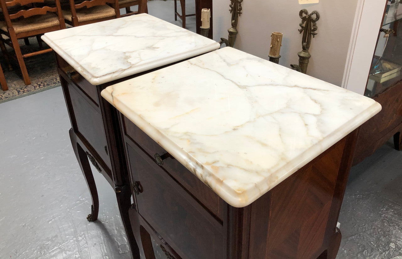 Beautiful Pair Of French Flame Mahogany Bedsides | Antique & Vintage | Moonee Ponds Antiques | Australia Wide Delivery