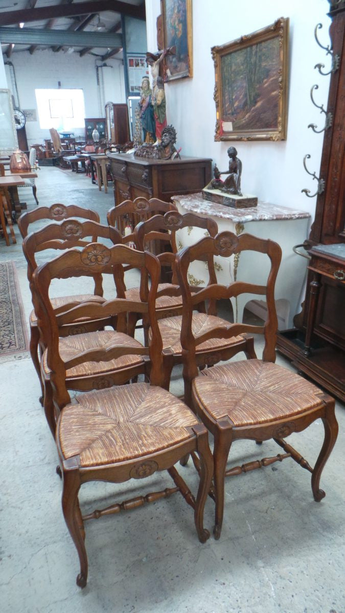 A Set Of Six French Solid Oak Dining Chairs | Antique & Vintage | Moonee Ponds Antiques | Australia Wide Delivery