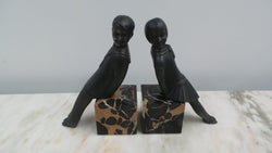 A Pair Of French Art Deco Bronze Metal Signed "MILO" Bookends | Antique & Vintage | Moonee Ponds Antiques | Australia Wide Delivery