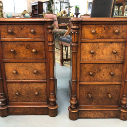 Lovely Pair Of Victorian Burr Walnut Bedside Cabinets