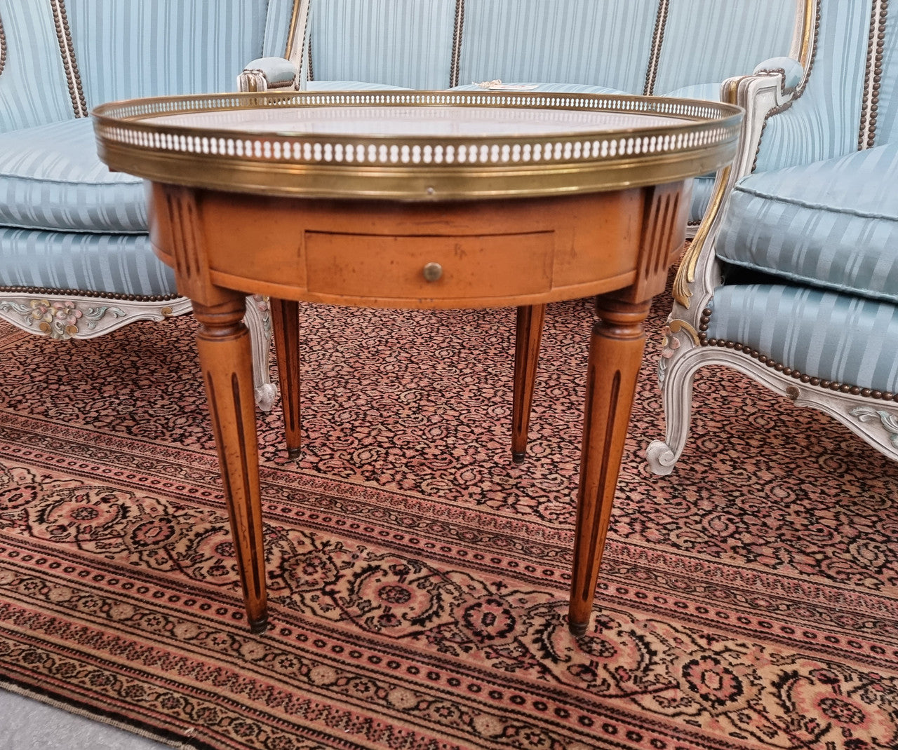 Louis XVI Style Mahogany Marble Top Bouillotte Table