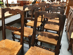 Set of 10 French Fruitwood Rush Seat Dining Chairs | Antique & Vintage | Moonee Ponds Antiques | Australia Wide Delivery