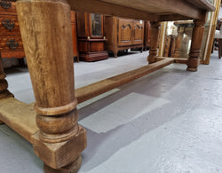 French Oak Stretcher Base Farmhouse Table with Solid Turned Legs | Antique & Vintage | Moonee Ponds Antiques | Australia Wide Delivery