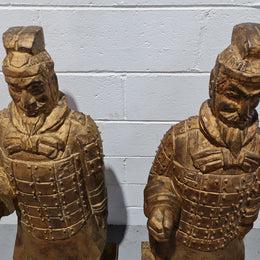 Impressive pair of carved wood and gilt large Chinese Warriors. Circa: 1960. In good original detailed condition.
