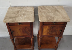 Pair of Louis XVI Style Walnut Bedsides With Attractive Marble | Antique & Vintage | Moonee Ponds Antiques | Australia Wide Delivery