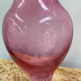 Pair of large Edwardian Ruby & Milk art glass vases. Handmade and in good condition. Circa 1900.