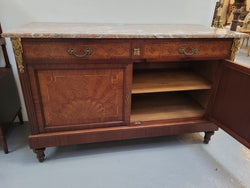Louis 16th Style Mahogany Marble Top Cupboard With Marquetry Inlay | Antique & Vintage | Moonee Ponds Antiques | Australia Wide Delivery