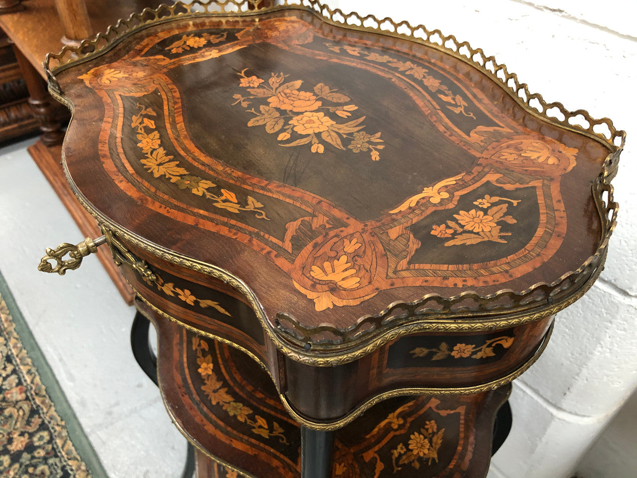 Rare French Inlaid Three Tier Etagere