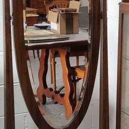 Lovely simple Antique Walnut cheval mirror with original bevelled mirror. In good original detailed condition.