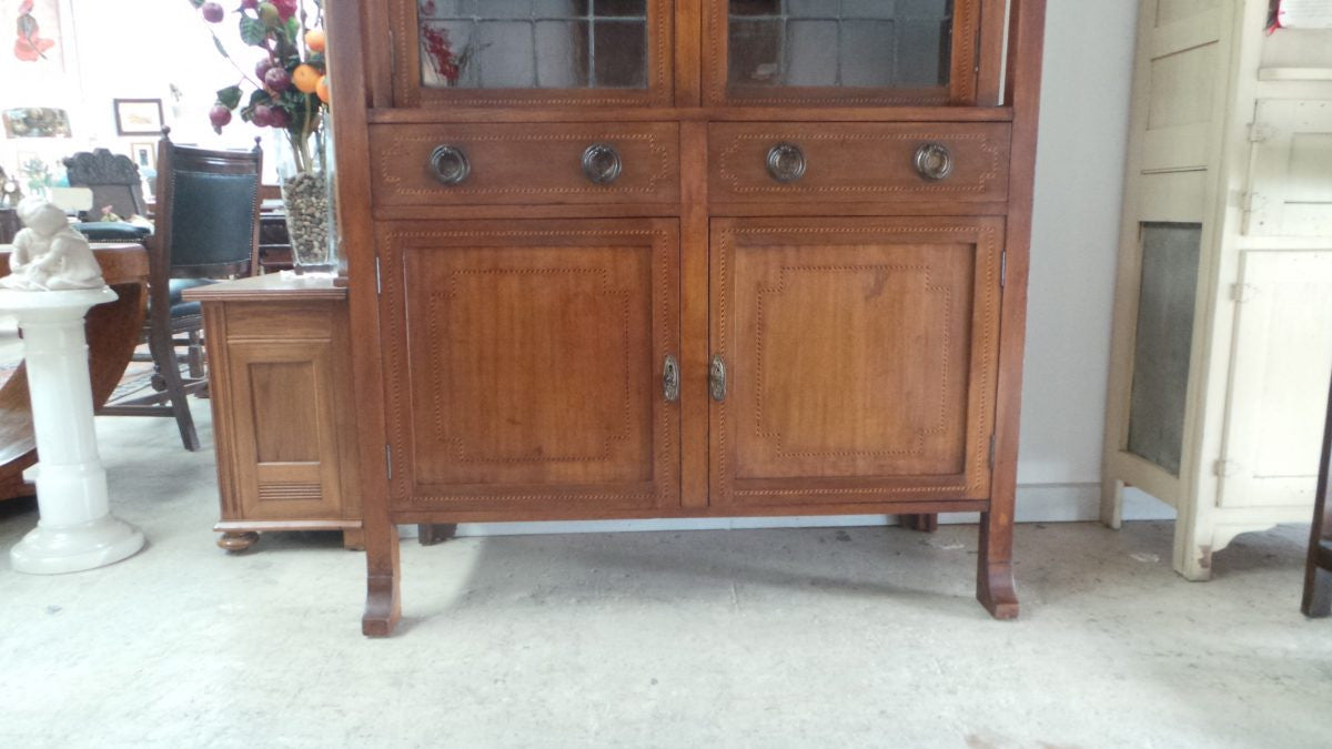 Arts and Crafts Lead Light Bookcase | Antique & Vintage | Moonee Ponds Antiques | Australia Wide Delivery