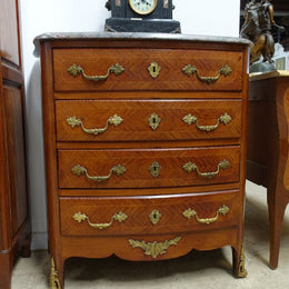 French Louis XIV Style Walnut Inlaid Commode