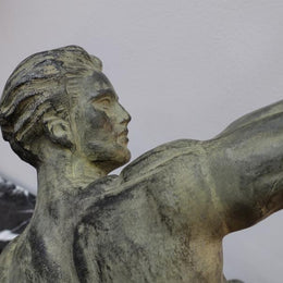 Art Deco Sculpture Of "The Bender" Signed By Jean De Roncourt With His Initials