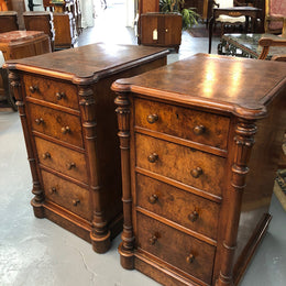 Lovely Pair Of Victorian Burr Walnut Bedside Cabinets