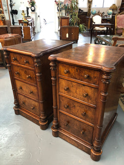 Lovely Pair Of Victorian Burr Walnut Bedside Cabinets | Antique & Vintage | Moonee Ponds Antiques | Australia Wide Delivery