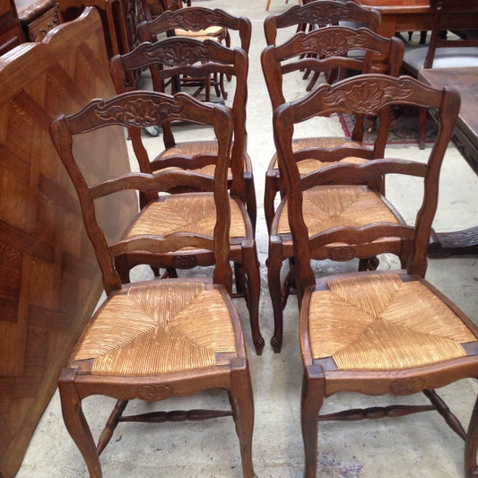 Set 6 French Oak Dining Chairs