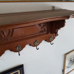 French Oak Wall Mounted Hat / Coat Rack