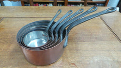 Set of Five French Copper Saucepans | Antique & Vintage | Moonee Ponds Antiques | Australia Wide Delivery