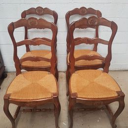 Set of Four French Oak Dining Chairs-1
