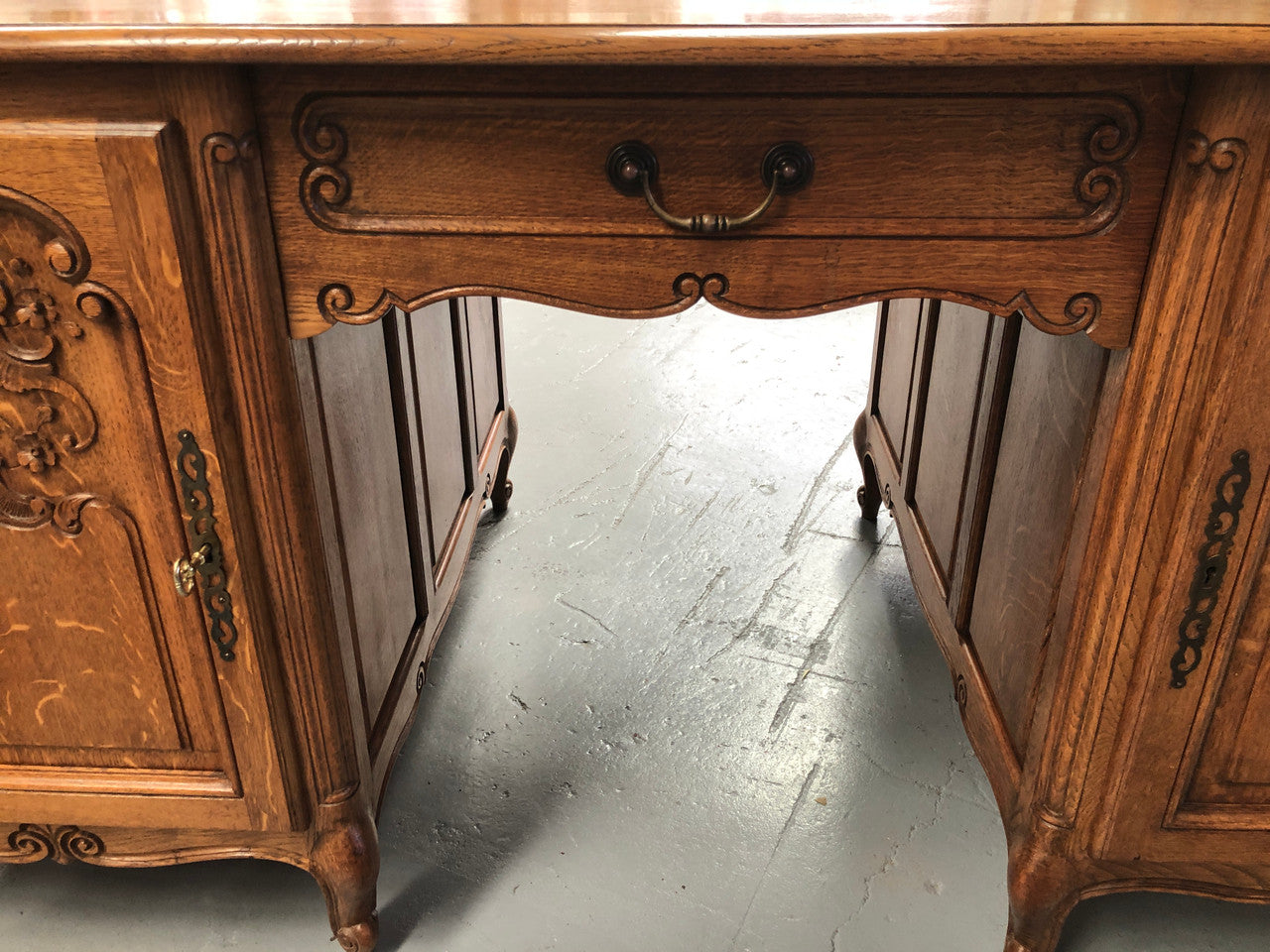 Lovely Carved French Oak Partners Desk | Antique & Vintage | Moonee Ponds Antiques | Australia Wide Delivery