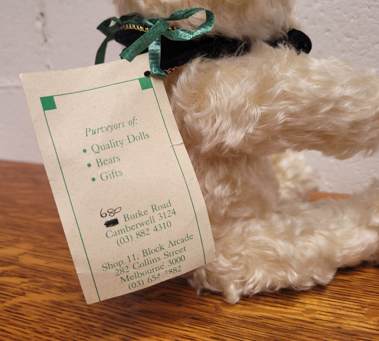 Curly Cream Mohair Australian Artist Teddy Bear. Fully Jointed, 32cm in length. Excellent condition.