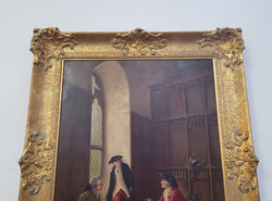 Gilt Framed Signed Oil On Canvas of "French Interior Scene" | Antique & Vintage | Moonee Ponds Antiques | Australia Wide Delivery
