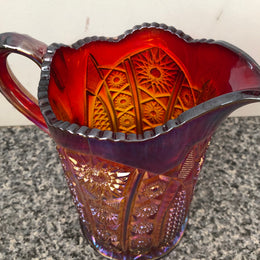 Amberina Color Carnival Glass Jug