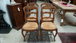 Set Of Four French Oak Rush Seat Dining Chairs | Antique & Vintage | Moonee Ponds Antiques | Australia Wide Delivery