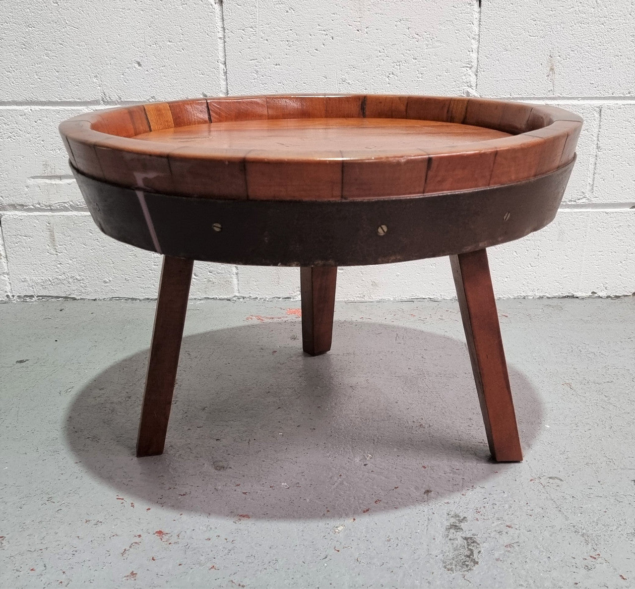 Vintage Hand Crafted barrel coffee table. It has been sourced locally and is in good original condition.