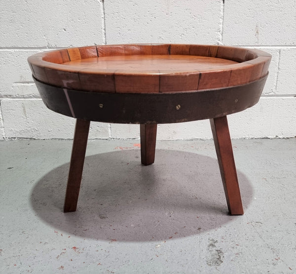 Vintage Hand Crafted barrel coffee table. It has been sourced locally and is in good original condition.