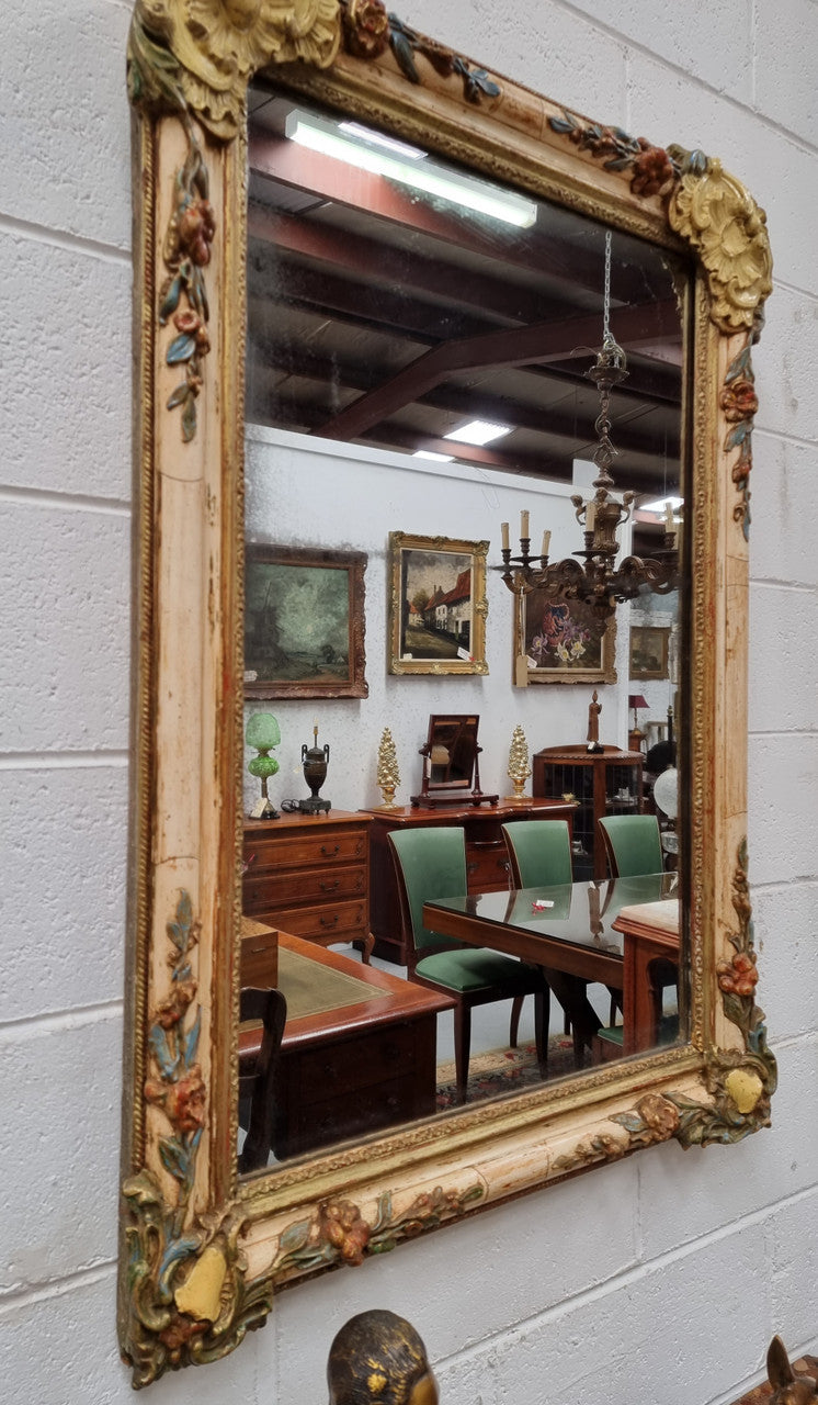 Lovely French 19th century hand painted wall mirror. Sourced from France and in good original detailed condition. Please see photos as it forms part of the description.