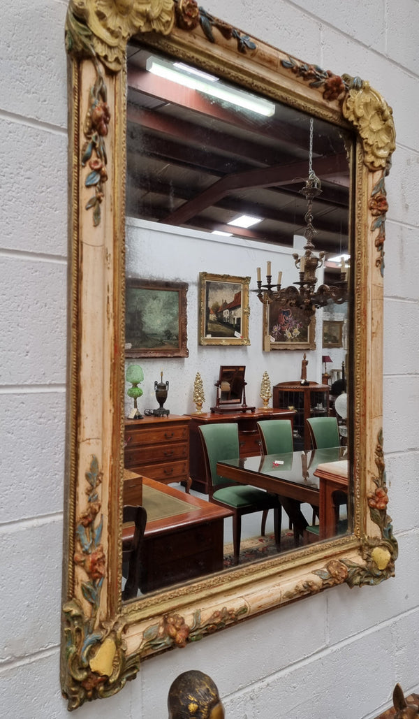 Lovely French 19th century hand painted wall mirror. Sourced from France and in good original detailed condition. Please see photos as it forms part of the description.