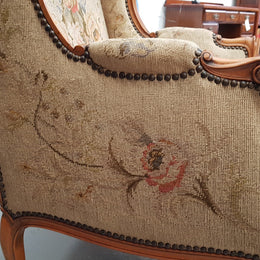 French Wing Back Tapestry Arm Chair
