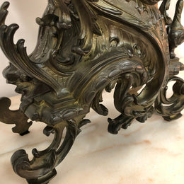 French Three Piece Gothic Style Bronze Clock Set