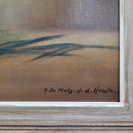 Signed and sourced in France a vintage oil on board still life of white lillie's in vase. In a beauitufl frame and it is in good original detailed condition.