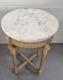 Louis XVI Style Round Side Table With Original Paint & Marble Top | Antique & Vintage | Moonee Ponds Antiques | Australia Wide Delivery
